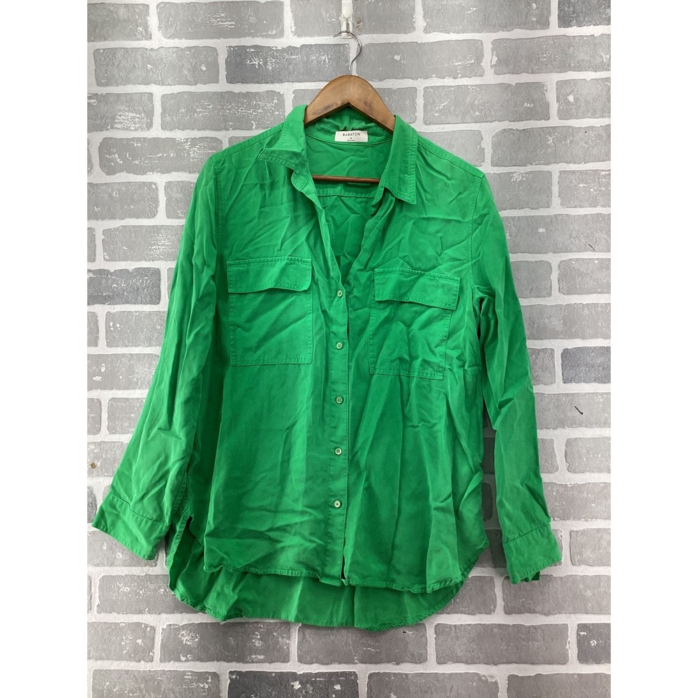 Babaton Aritzia Womens Green Button Down Shirt Chest Pockets Size M